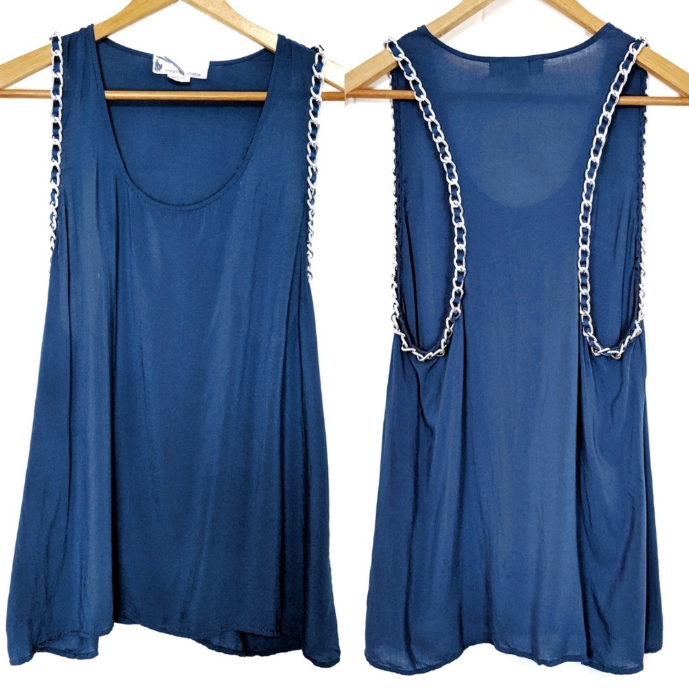 Imaginary Voyage Silver Chain Tank Top Racerback S